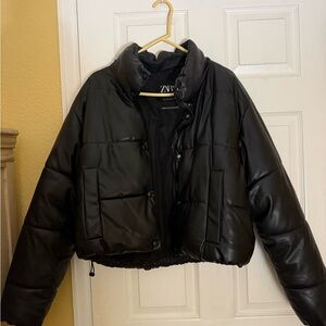 Zara Women's Sleek Black Puffer Coat